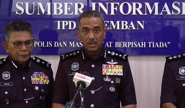 etua Polis Negeri Sembilan Datuk Alzafny Ahmad dalam Sidang Media Ketua Polis Negeri Sembilan di Dewan Perdana Ibu Pejabat Polis Daerah Seremban